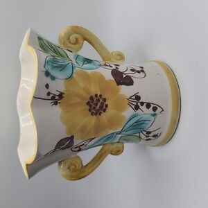 Vintage Hand Painted In Portugal for FTD Yellow Spring Flower Vase Collectible